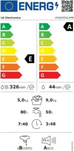 LG Was-droogercombinatie V5WD95SLIMB, SLIM  9-5 kg, Class A and E, 60 x 53.5 x 85 cm, Wi-Fi, AI Direct Drive, Deep Cleaning with Steam, TurboWash 360, Allergy Care, Tempered Glass Exterior Door, Dark Stone - Image 2