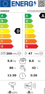 Gorenje W3D2A854ADPS / THE Tumble Dryer 8kg Washing / 5kg Drying AquaStop 15 Programs LED Display Overflow Protection Wash Function - Image 11