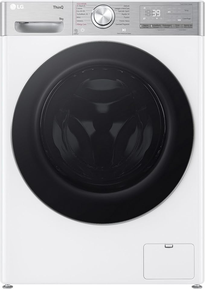 61IMzwmQLBL._AC_SX679_ LG Wasmachine 9KG AI DD F4R9009TPWC class A -40%, front loading series R9, washing machine 9 kg, 1400 revolutions, AI Wash, TurboWash 360, steam wash with anti-wrinkle, wifi, freestanding, white - Image 1