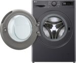 LG Was-droogercombinatie V5WD95SLIMB, SLIM  9-5 kg, Class A and E, 60 x 53.5 x 85 cm, Wi-Fi, AI Direct Drive, Deep Cleaning with Steam, TurboWash 360, Allergy Care, Tempered Glass Exterior Door, Dark Stone - Image 4